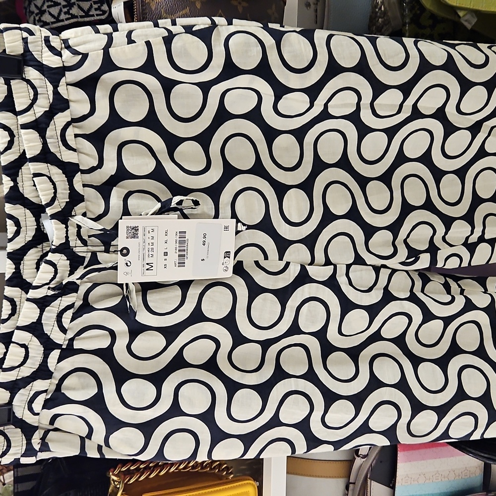 Zara Black and White Swirl Print Pants